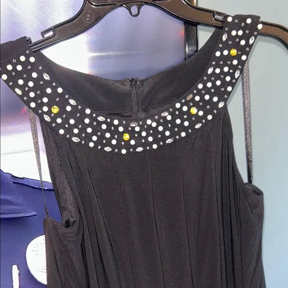 Jessica Howard Women’s Black Dress with Neckline with Pearls & Sequins Size 10 - Picture 5 of 14